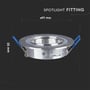 Målskitse af V-TAC downlight-kit set fra siden med diameter på 91 mm og højde på 25 mm.