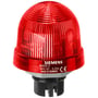 Siemens signallampe med integreret blitzlys, 70mm diameter i rød med teksten 'SIEMENS 8WD5 3 24V UC 0,25A MADE IN GERMANY CE'.