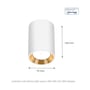 Målskitse af SpectrumLED Chloe Mini P20 rund downlight med angivelserne 100 mm og 70 mm.