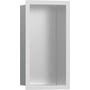 Hansgrohe XtraStoris Individual vægniche 300/150/100 mm i mathvid med indvendig overflade af børstet rustfrit stål.