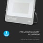 Detalje af V-TAC LED projektør med angivelse af 1 meter kabel og 'Premium Quality Aluminium' konstruktion.