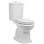 Hele Lavabo Contea Retro gulvtoilettet i hvidt ses skråt forfra med sæde og cisterne i et mindre udsnit.