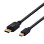 Deltaco DisplayPort til miniDisplayPort-kabel set skråt, hvor de guldfarvede stik og de sorte stikholdere ses tæt på.
