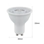 Målskitse af LEDlife LUX6 LED-spot med 50 mm diameter og 53 mm højde.
