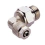 Norgren Push-on indskruning i vinkelform, lavet af forniklet messing, med 8mm slangediameter og 1/8" gevind.