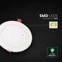 V-TAC LED-indbygningspanel med en illustration af Cree-LED-chip og røde monteringsclips.