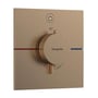 Hansgrohe ShowerSelect Comfort E termostatbatteri i børstet bronze, med stor Select-knap og 40°C markering.