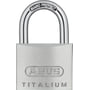 ABUS titalium hængelås 64TI/40 med rustfrit stål-look og NANO PROTECT-belægning på bøjlen.