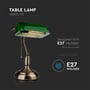 V-TAC bordlampe med E27 fatning, viser illustration af lyskildeholder og information om at pære ikke medfølger.