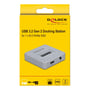 Æsken til Delock USB 3.2 Gen 2 dockingstation for M.2 NVMe SSD, med produktbilleder og specifikationer.