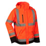 Lyngsøe Rainwear åndbar regnjakke FOX9057 i orange og sort, størrelse L, med reflekser på bryst, ryg og ærmer.