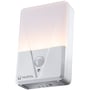 Varta Motion Sensor Night Light i hvid med tændt lys og synlig bevægelsessensor samt betjeningsknapper i bunden.