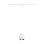 SLV Light Eye 90 1F pendel i mat hvid monteret på hvid skinne, med en rund lampehoved med GU10 fatning.