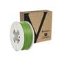 Verbatim 1 kg spole med grønt 1.75mm PLA 3D printer filament står ved siden af dens papkasse med Verbatim logo og 3D print materials tekst.