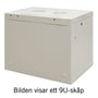 Illustration af bagsiden på et hvidt Toten vægskab; teksten angiver 9U, mens modellen er 12U.