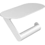 Hansgrohe WallStoris papirholder med hylde i mat hvid kunststof. Vægmonteret design med skjult befæstigelse til ruller op til 122 mm.