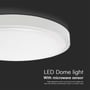 Tæt på et V-TAC 18W LED dome lys, der fremhæver dets slanke, runde design og hvide kant.