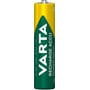 Varta Recharge Accu Power AAA batteri med 550 mAh kapacitet og 1.2V spænding, i grøn og gul farve.