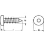 Teknisk tegning af ISO 14585 rustfri A2 pladeskrue, viser dimensioner som længde (l), diameter (d) og hoveddiameter (d1).