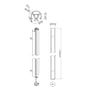 Tekniske tegninger af Vogels PUC 2415 Connect-it stang i sort med dimensioner og samlingsdetaljer.