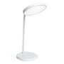 En lys, hvid Lumie Task lysterapilampe med et ovalt lampehoved og et slankt stel, vist forfra på en hvid baggrund.