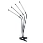 Kobi VITARO 4 CLIP plantelys med fire slanke, sorte fleksible arme og klemme vist samlet set forfra.
