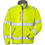 Fristads Hi-Vis softshell jakke 4840 i gul, str. S, vist forfra med lynlås, lommer og refleksdetaljer i klasse 3.