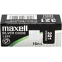 Bagside af Maxell Silver-Oxid SR616SW (321) batteri pakken med stregkode og produktinformation skrevet med småt.