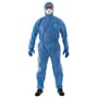 Ansell Microgard 1500 Plus beskyttelsesdragt i lyseblå, størrelse L, med åndbart SMS-materiale, hætte, maske og handsker.
