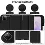 Detaljeret visning af 4smarts Folio Case Basic, med fokus på præcise udskæringer og indvendige materialer som TPU, PU læder og mikrofiberforing.