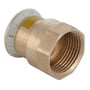 Geberit Mapress overgang med 18 mm pres-ende og 3/4" udvendigt gevind til gasinstallationer, fremstillet af kobber med presseindikator.