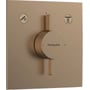 Hansgrohe DuoTurn brusearmatur i børstet bronze med firkantet front og to greb til 2 udtag og temperaturregulering.