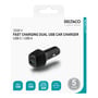 Emballagen til Deltaco-billaderen viser USB-C- og USB-A-porte med 18 W hver og samlet effekt på 36 W.