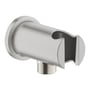 Grohe Rainshower dækvinkel med 1/2" gevind og rund plade i stål, designet til vægmontering af håndbrusere.