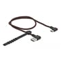 DeLock EASY-USB 2.0 kabel samlet med velcro, viser vinklet USB-A og USB-C hanstik samt sort flettet kabel.