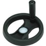 DeWalt Type 206 håndhjul med drejeligt greb, 100mm udvendig diameter, fremstillet af sort glasfiberforstærket polyamid 6.