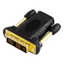 Deltaco HDMI til DVI-D single link-adapter set forfra med DVI-stikkets guldfarvede kontakter og skruer synlige.