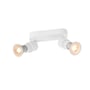 SLV PURI CW væg- og loftlampe i hvid, med to GU10 fatninger og LED pærer, vist på hvid baggrund.