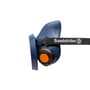 Sundström Safety halvmaske SR100 i blå silikone, størrelse M/L, med justerbar strop og orange udåndingsventil.