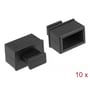 To sorte DeLock SFP dust covers, der beskytter SFP slots mod snavs, med en indikation af '10 x'.