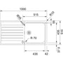 Oversigtsdiagram for Franke Argos AGX 211-100 køkkenvask i stål med målinger for bredde, dybde og kumme.