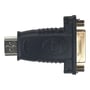 Deltaco HDMI til DVI-D-adapter set fra siden med det sorte hus og guldfarvet DVI-stik.