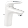 Grohe Eurostyle etgrebs håndvaskarmatur i hvid med krom detaljer, S-Size med loop metalgreb og bundventil.
