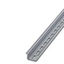 Phoenix Contact DIN-skinne NS35/15, 2 meter lang og 35x15 mm, lavet af forzinket stål med aflange monteringshuller.