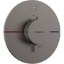 Hansgrohe ShowerSelect Comfort termostatbatteri i børstet sort krom med en diameter på 155mm og indbygningsdesign.
