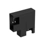 Wibe WGX-S LSN fladvinkel i sort RAL9017/30 med dimensioner 170x72, vist med udvendige og indvendige samlinger.