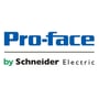 Logo for Pro-face by Schneider Electric, med blå skrift og grøn undertitel.