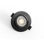 LEDlife sort lavprofil indbygningsspot på 7 W set lige forfra med rund LED-linse og to monteringsclips.