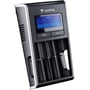Varta LCD Dual Tech Charger batterioplader, vist i en skrå vinkel fra venstre side, med fokus på de ventilationsriller.