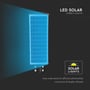 Bagside af V-TAC VT-St180 LED solcelle gadelygte viser solcellepanel og tekst om energieffektivitet.